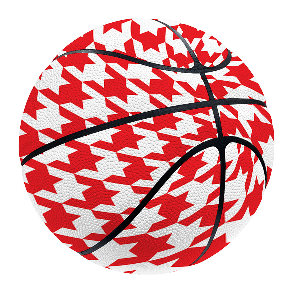 Red And White Houndstooth Pattern Print Basketball
