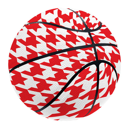 Red And White Houndstooth Pattern Print Basketball
