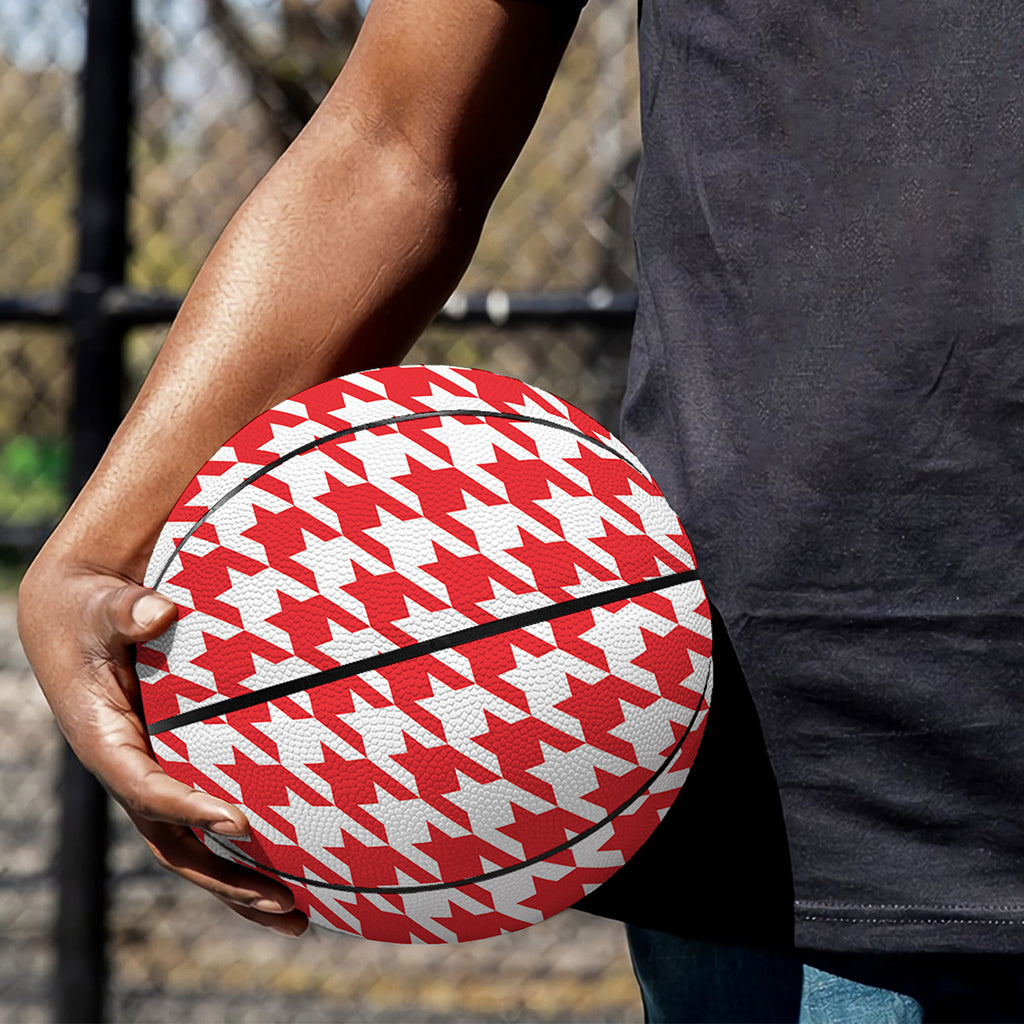 Red And White Houndstooth Pattern Print Basketball