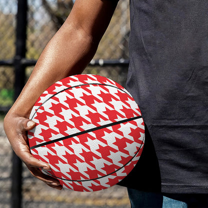 Red And White Houndstooth Pattern Print Basketball