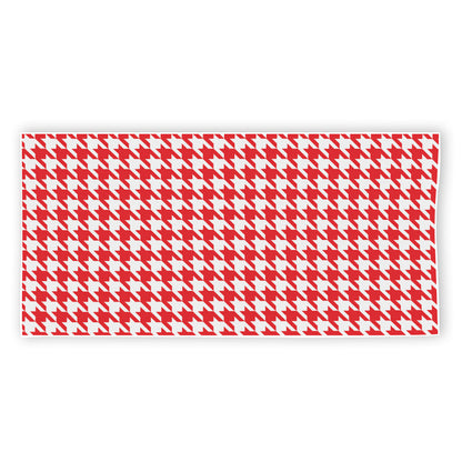 Red And White Houndstooth Pattern Print Beach Towel
