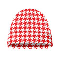 Red And White Houndstooth Pattern Print Beanie