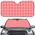 Red And White Houndstooth Pattern Print Car Windshield Sun Shade