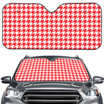 Red And White Houndstooth Pattern Print Car Windshield Sun Shade