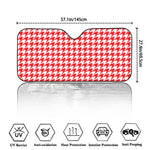 Red And White Houndstooth Pattern Print Car Windshield Sun Shade