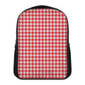 Red And White Houndstooth Pattern Print Casual Backpack