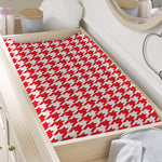 Red And White Houndstooth Pattern Print Changing Pad Cover