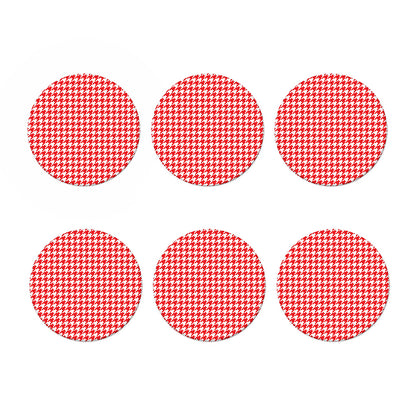 Red And White Houndstooth Pattern Print Coaster Set
