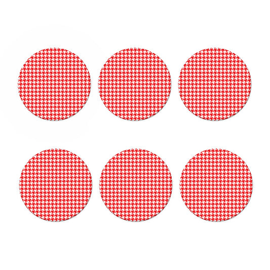 Red And White Houndstooth Pattern Print Coaster Set