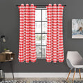 Red And White Houndstooth Pattern Print Grommet Curtain Panels