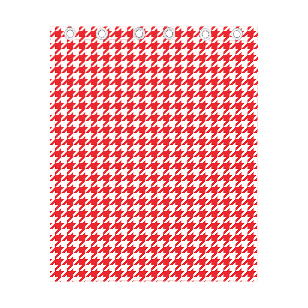 Red And White Houndstooth Pattern Print Curtain