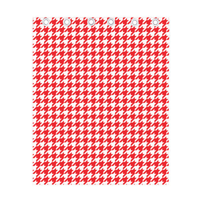 Red And White Houndstooth Pattern Print Curtain