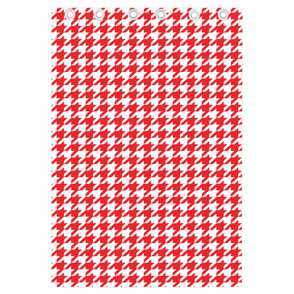 Red And White Houndstooth Pattern Print Curtain