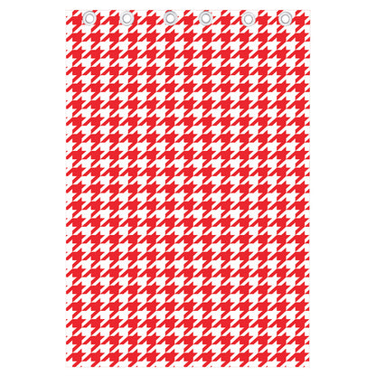 Red And White Houndstooth Pattern Print Curtain