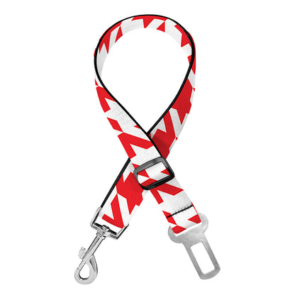 Red And White Houndstooth Pattern Print Dog Seat Belt