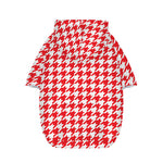 Red And White Houndstooth Pattern Print Dog Zip Up Hoodie