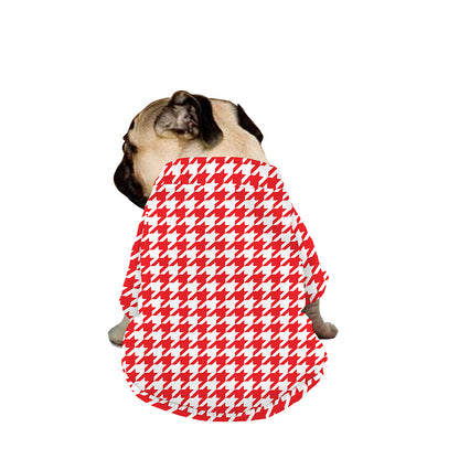 Red And White Houndstooth Pattern Print Dog Zip Up Jacket