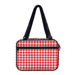 Red And White Houndstooth Pattern Print Double Strap Bible Bag