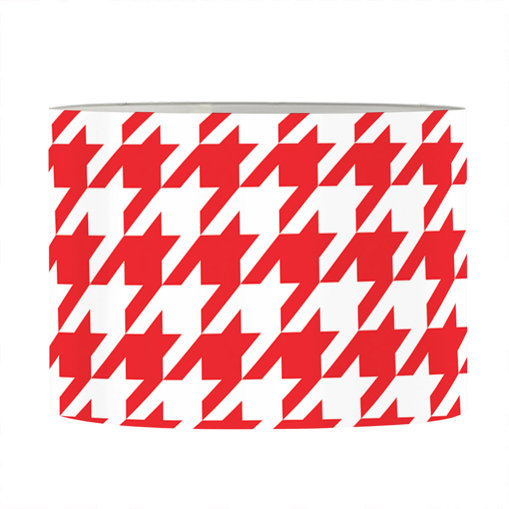 Red And White Houndstooth Pattern Print Drum Lamp Shade