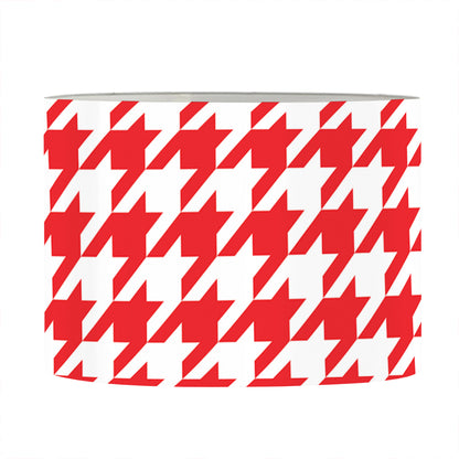 Red And White Houndstooth Pattern Print Drum Lamp Shade