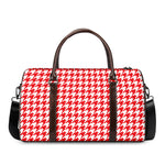 Red And White Houndstooth Pattern Print Duffle Bag