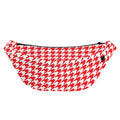 Red And White Houndstooth Pattern Print Fanny Pack