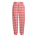Red And White Houndstooth Pattern Print Fleece Lined Knit Pants