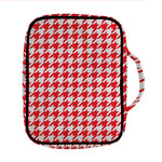 Red And White Houndstooth Pattern Print Front Pocket Bible Bag