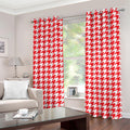 Red And White Houndstooth Pattern Print Grommet Curtains