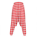 Red And White Houndstooth Pattern Print Hammer Pants