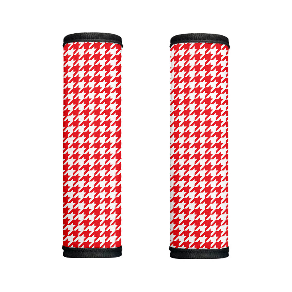Red And White Houndstooth Pattern Print Handle Covers