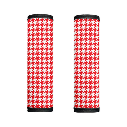 Red And White Houndstooth Pattern Print Handle Covers