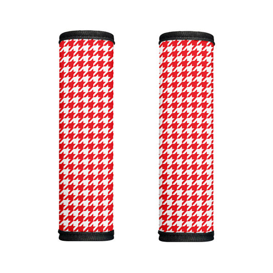 Red And White Houndstooth Pattern Print Handle Covers