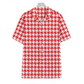 Red And White Houndstooth Pattern Print Hawaiian Shirt