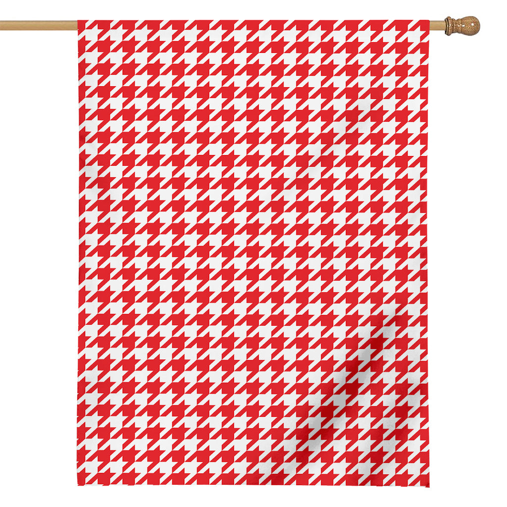 Red And White Houndstooth Pattern Print House Flag