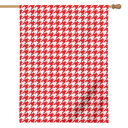 Red And White Houndstooth Pattern Print House Flag