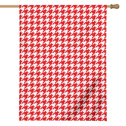 Red And White Houndstooth Pattern Print House Flag