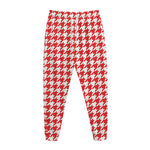 Red And White Houndstooth Pattern Print Jogger Pants