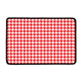Red And White Houndstooth Pattern Print Kitchen Mat