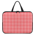 Red And White Houndstooth Pattern Print Laptop Sleeve With Handle