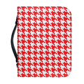 Red And White Houndstooth Pattern Print Leather Bible Cover