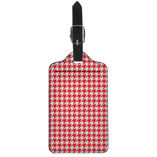 Red And White Houndstooth Pattern Print Luggage Tag