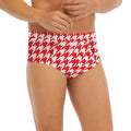 Red And White Houndstooth Pattern Print Men's Briefs