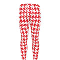 Red And White Houndstooth Pattern Print Men's Leggings
