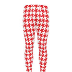 Red And White Houndstooth Pattern Print Men's leggings