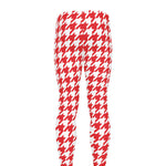 Red And White Houndstooth Pattern Print Men's leggings