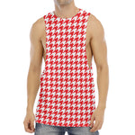 Red And White Houndstooth Pattern Print Men's Muscle Tank Top