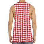 Red And White Houndstooth Pattern Print Men's Muscle Tank Top