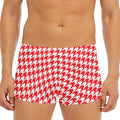 Red And White Houndstooth Pattern Print Men's Short Boxer Briefs
