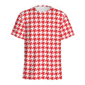 Red And White Houndstooth Pattern Print Men's Athletic T-Shirt